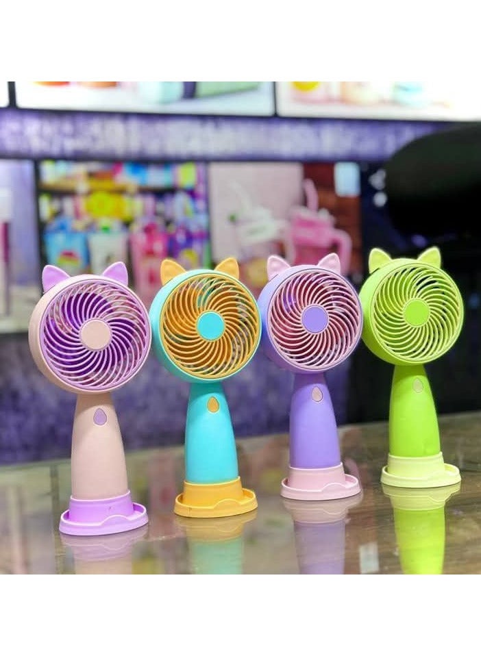 Portable Cat Ear Handheld Fan 🐾 with USB Port, High Speed ​​Cooling + Desktop Phone Holder... Cute, practical, and perfect for travel and office - Image 2